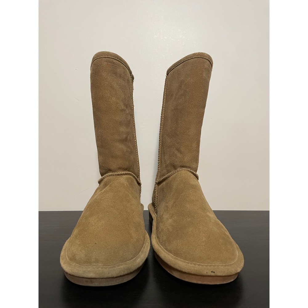 Bearpaw Suede Boots Womens 11 Hickory Tan Sheepskin Wool Lining